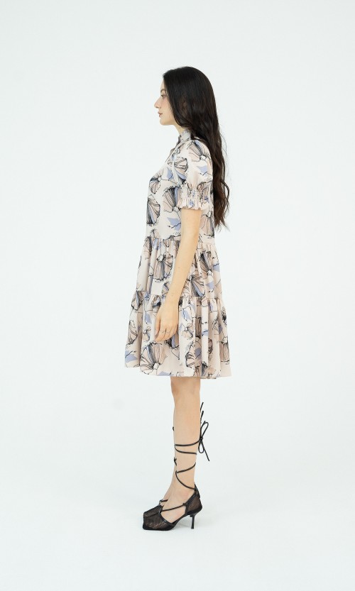 SIXDO Floral Mini Silk Dress